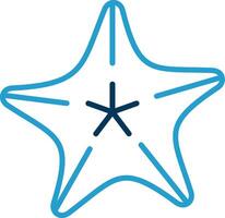 estrella de mar línea azul dos color icono vector