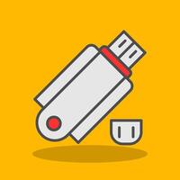 Pendrive Filled Shadow Icon vector