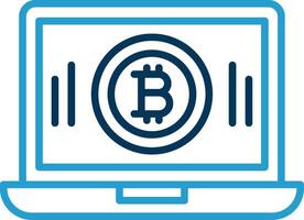 Bitcoin Mining Line Blue Two Color Icon vector