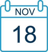 noviembre línea azul dos color icono vector