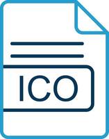 ico archivo formato línea azul dos color icono vector