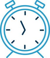 alarma reloj línea azul dos color icono vector