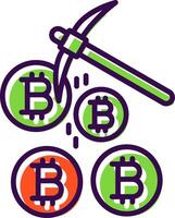 bitcoin minería lleno diseño icono vector