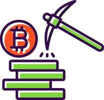 bitcoin minería lleno diseño icono vector