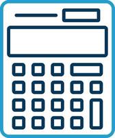 calculadora línea azul dos color icono vector