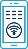 Wifi línea azul dos color icono vector