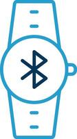 Bluetooth línea azul dos color icono vector
