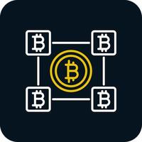 Bitcoin Blocks Line Red Circle Icon vector