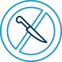 No cuchillo línea azul dos color icono vector