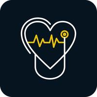 cardiología línea amarillo blanco icono vector