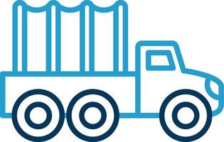 camión línea azul dos color icono vector
