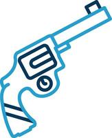 Gun Line Blue Two Color Icon vector