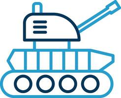 tanque línea azul dos color icono vector