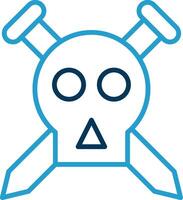 Skull Line Blue Two Color Icon vector