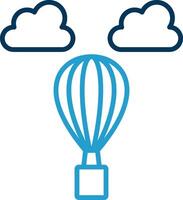 Hot Air Balloon Line Blue Two Color Icon vector