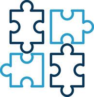 Jigsaw Line Blue Two Color Icon vector