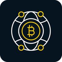 Global Bitcoin Line Red Circle Icon vector