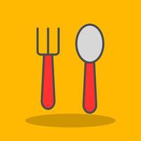 Spoon And Fork Filled Shadow Icon vector