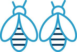 Bees Line Blue Two Color Icon vector