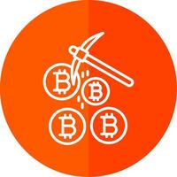 bitcoin minería línea amarillo blanco icono vector