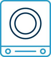 Induction Stove Line Blue Two Color Icon vector