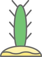 cactus línea lleno ligero icono vector