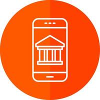 Mobile Banking Line Red Circle Icon vector