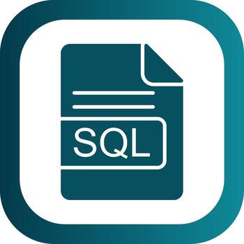 sql archivo formato glifo degradado esquina icono vector