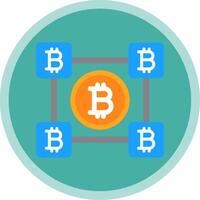Bitcoin Blocks Flat Multi Circle Icon vector