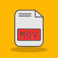 Mov File Filled Shadow Icon vector