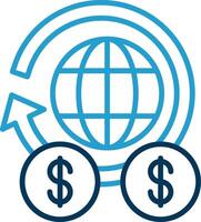 global Finanzas línea azul dos color icono vector