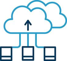 Cloud Storage Line Blue Two Color Icon vector