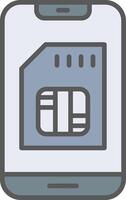 Sim Card Line Filled Light Icon vector