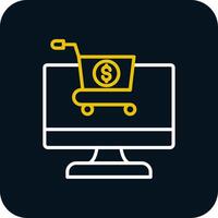 E Commerce Line Red Circle Icon vector