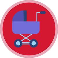Baby Stroller Flat Multi Circle Icon vector