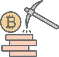 Bitcoin Mining Line Filled Light Icon vector