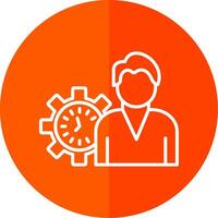 Working Hours Line Red Circle Icon vector