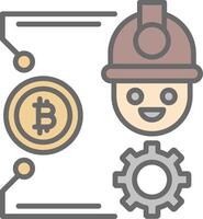 Bitcoin Craft Line Filled Light Icon vector