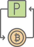 Bitcoin Paypal Line Filled Light Icon vector