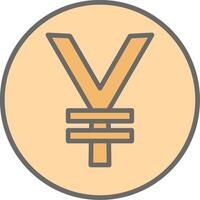 Yen Coin Line Filled Light Icon vector