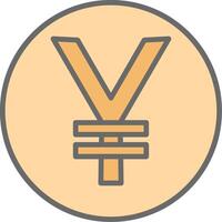 Yen Coin Line Filled Light Icon vector