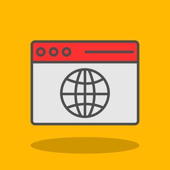 web navegador lleno sombra icono vector