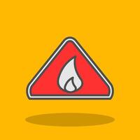 Warning Sign Filled Shadow Icon vector