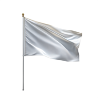 Silver blank flag waving on a flagpole in clear view png