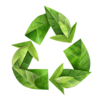 Green leaf recycling symbol on a transparent background png