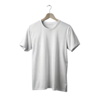 Blank white t-shirt on wooden hanger isolated on clear background png