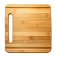 Elegant bamboo cutting board with handle on transparent background png