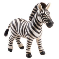 Realistic zebra toy figurine standing isolated on invisible background png