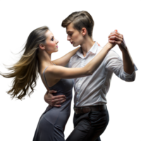 Elegant couple dancing tango on a transparent background png