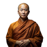 Portrait of a serene Buddhist monk in traditional robes png